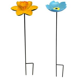 Selections - Cast Iron Daffodil & Forget Me Not Bird Feeder Flower Dish Set Selections - Cast Iron Daffodil & Forget Me Not Bird Feeder Flower Dish Set