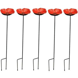 Selections - Cast Iron Poppy Dish Wild Bird Feeders (Set of 5) Selections - Cast Iron Poppy Dish Wild Bird Feeders (Set of 5)