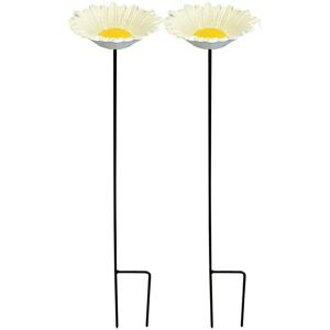 Selections - Cast Iron Wild Bird Daisy Flower Dish Bird Feeder (Set of 2) Selections - Cast Iron Wild Bird Daisy Flower Dish Bird Feeder (Set of 2)