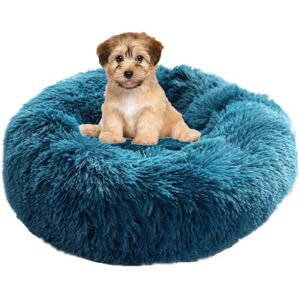 LONGZIMING Cat Bed Round Dog Bed Fluffy Pet Bed Cushion Soft and Comfortable, Warm, Waterproof, Non-slip and Washable Dog Beds Suitable for Cats, Dogs Dark blue LONGZIMING Cat Bed Round Dog Bed Fluffy Pet Bed Cushion Soft and Comfortable, Warm, Waterproof, Non-slip and Washable Dog Beds Suitable for Cats, Dogs Dark blue
