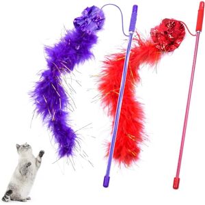 Macaron - Feather Toy for Cats, 2PCS Interactive Cat Toy with Purple and Red Color,30cm Funny Pet Cat Stick, Indoor Cat Toys for Improve Intelligence Macaron - Feather Toy for Cats, 2PCS Interactive Cat Toy with Purple and Red Color,30cm Funny Pet Cat Stick, Indoor Cat Toys for Improve Intelligence