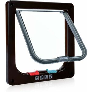 HOOPZI Cat Flap, 4 Way Manual Lock, Energy Saving, Weatherstripping, Convenient, Small Dog, Easy to Install and Use, Upgraded Version Brown M HOOPZI Cat Flap, 4 Way Manual Lock, Energy Saving, Weatherstripping, Convenient, Small Dog, Easy to Install and Use, Upgraded Version Brown M
