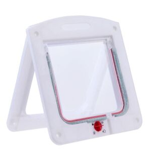 Cyslmuk - Cat Flap for Cats Dogs Small Cat Flap Door Microchip 4 Way Lockable Easy to Install,White Cyslmuk - Cat Flap for Cats Dogs Small Cat Flap Door Microchip 4 Way Lockable Easy to Install,White