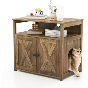 Costway - Cat Litter Box Enclosure Cat Litter Box Furniture Hidden w/Doors Costway - Cat Litter Box Enclosure Cat Litter Box Furniture Hidden w/Doors