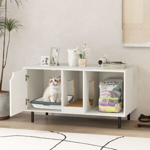 COSTWAY Cat Litter Box Enclosure Large Hidden Cat Washroom w/ Storage-White COSTWAY Cat Litter Box Enclosure Large Hidden Cat Washroom w/ Storage-White