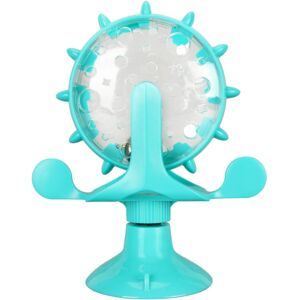 Groofoo - Cat Slow Feeder Round Windmill Shape Pet Slow Food Treat Toy Food Treats Dispenser Toy for Cats and Puppies Blue Groofoo - Cat Slow Feeder Round Windmill Shape Pet Slow Food Treat Toy Food Treats Dispenser Toy for Cats and Puppies Blue