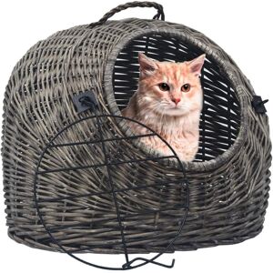 Cat Transporter Grey 50x42x40 cm Natural Willow vidaXL Cat Transporter Grey 50x42x40 cm Natural Willow vidaXL