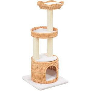 Cat Tree with Sisal Scratching Post Natural Willow Wood vidaXL Cat Tree with Sisal Scratching Post Natural Willow Wood vidaXL