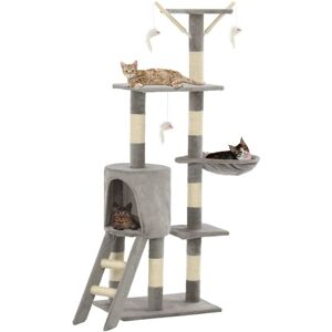 Cat Tree with Sisal Scratching Posts 138 cm Grey vidaXL Cat Tree with Sisal Scratching Posts 138 cm Grey vidaXL