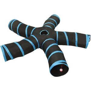 Cat Tunnel 5-way Black and Blue 25 cm Polyester Vidaxl Cat Tunnel 5-way Black and Blue 25 cm Polyester Vidaxl