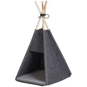 Beliani - Felt Pet Teepee Tent Cat Dog Bed with Pillow 35x40 cm Dark Grey Ulubey Beliani - Felt Pet Teepee Tent Cat Dog Bed with Pillow 35x40 cm Dark Grey Ulubey