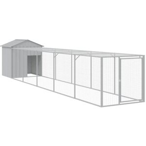 vidaXL Chicken Cage with Run Light Grey - Chicken Cage with Run Farm - 117x609x123 cm vidaXL Chicken Cage with Run Light Grey - Chicken Cage with Run Farm - 117x609x123 cm