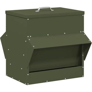 Chicken Feeder Olive Green 40.5 x 45 x 41 cm Cold-Rolled Steel vidaXL Chicken Feeder Olive Green 40.5 x 45 x 41 cm Cold-Rolled Steel vidaXL
