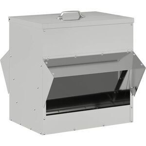 Chicken Feeder Silver 40.5 x 45 x 41 cm Galvanised Steel vidaXL Chicken Feeder Silver 40.5 x 45 x 41 cm Galvanised Steel vidaXL