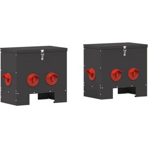 Chicken Feeder 2 pcs Black 40.5 x 25 x 38 cm Cold-Rolled Steel vidaXL Chicken Feeder 2 pcs Black 40.5 x 25 x 38 cm Cold-Rolled Steel vidaXL