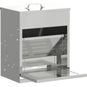 Chicken Treadle Feeder Silver 33 x 42 x 40 cm Galvanised Steel vidaXL Chicken Treadle Feeder Silver 33 x 42 x 40 cm Galvanised Steel vidaXL