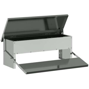 Chicken Treadle Feeder Silver 48.5 x 39.5 x 19 cm vidaXL Chicken Treadle Feeder Silver 48.5 x 39.5 x 19 cm vidaXL