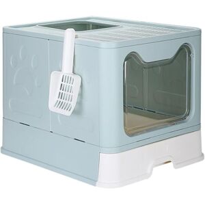Longziming - Foldable Cat Litter Box with Lid, Hooded Cat Litter Box with Drawer Pan and Scoop, Odor Control Easy Clean Litter Box, Blue, 51 x 41 x Longziming - Foldable Cat Litter Box with Lid, Hooded Cat Litter Box with Drawer Pan and Scoop, Odor Control Easy Clean Litter Box, Blue, 51 x 41 x