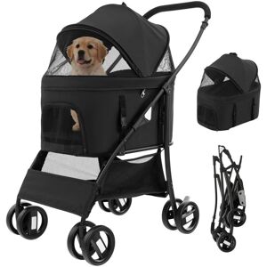 COSTWAY 3-In-1 Pet Stroller Foldable Dog Cat Travel Strolling Cart W/ Adjustable Canopy COSTWAY 3-In-1 Pet Stroller Foldable Dog Cat Travel Strolling Cart W/ Adjustable Canopy