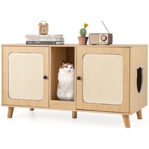 COSTWAY Cat Litter Box Enclosure Hidden Cat Washroom Furniture-Natural COSTWAY Cat Litter Box Enclosure Hidden Cat Washroom Furniture-Natural