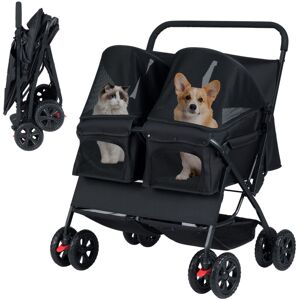 COSTWAY Foldable Pet Stroller Double Dog Jogger 2 Seat Carrier Adjustable Sunshade Removable Black COSTWAY Foldable Pet Stroller Double Dog Jogger 2 Seat Carrier Adjustable Sunshade Removable Black