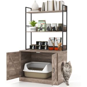COSTWAY Modern Cat Litter Box Enclosure Hidden Cat Washroom Cabinet-Grey COSTWAY Modern Cat Litter Box Enclosure Hidden Cat Washroom Cabinet-Grey
