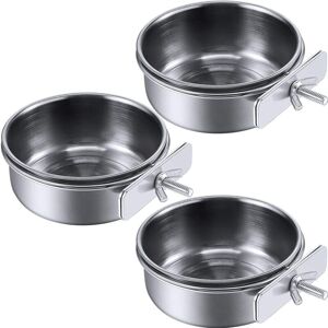 3 Pack Stainless Steel Hanging Bird Feeder Bowls, Bird Cage Accessories, Rat Cage Accessories (10 x 4.5cm) - Csparkv 3 Pack Stainless Steel Hanging Bird Feeder Bowls, Bird Cage Accessories, Rat Cage Accessories (10 x 4.5cm) - Csparkv