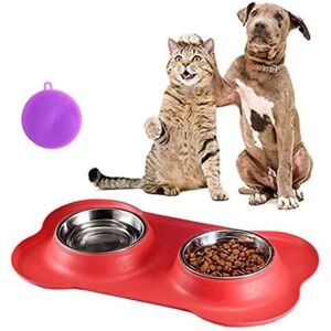 Longziming - Dog Bowl, Stainless Steel Double Dog Bowl with Silicone Mat Non-Slip Dog and Cat Bowl-Overflow and Anti-Spill,Feeders and Drinkers for Longziming - Dog Bowl, Stainless Steel Double Dog Bowl with Silicone Mat Non-Slip Dog and Cat Bowl-Overflow and Anti-Spill,Feeders and Drinkers for