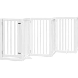 Dog Gate with Door Foldable 15 Panels White 750 cm Poplar Wood vidaXL Dog Gate with Door Foldable 15 Panels White 750 cm Poplar Wood vidaXL