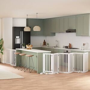 Dog Gate with Door Foldable 9 Panels White 450 cm Poplar Wood vidaXL Dog Gate with Door Foldable 9 Panels White 450 cm Poplar Wood vidaXL