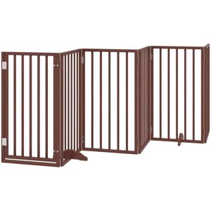 Dog Gate with Door Foldable 15 Panels Brown 750 cm Poplar Wood vidaXL Dog Gate with Door Foldable 15 Panels Brown 750 cm Poplar Wood vidaXL