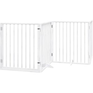 Dog Gate with Door Foldable 8 Panels White 640 cm Poplar Wood vidaXL Dog Gate with Door Foldable 8 Panels White 640 cm Poplar Wood vidaXL