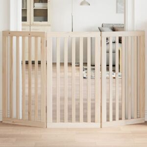 Dog Gate Foldable 3 Panels 150 cm Poplar Wood vidaXL Dog Gate Foldable 3 Panels 150 cm Poplar Wood vidaXL