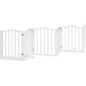 Dog Gate with Door Foldable 6 Panels White 300 cm Poplar Wood vidaXL Dog Gate with Door Foldable 6 Panels White 300 cm Poplar Wood vidaXL