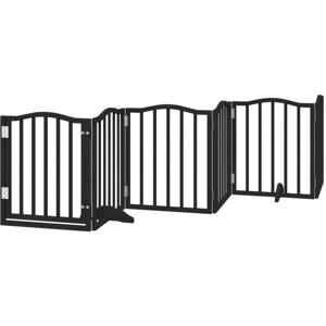 Dog Gate with Door Foldable 6 Panels Black 300 cm Poplar Wood vidaXL Dog Gate with Door Foldable 6 Panels Black 300 cm Poplar Wood vidaXL