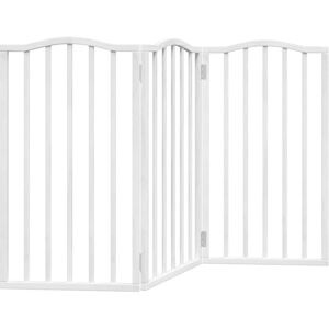 Dog Gate Foldable 3 Panels White 150 cm Poplar Wood vidaXL Dog Gate Foldable 3 Panels White 150 cm Poplar Wood vidaXL