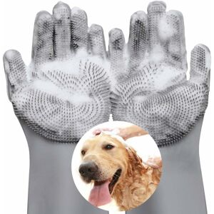 HÉLOISE Dog Grooming Glove, Food Grade Silicone Cat Grooming Glove, Pet Grooming Glove Dog Brush Glove Cat Brush Glove Hair Removal Glove - Gray HÉLOISE Dog Grooming Glove, Food Grade Silicone Cat Grooming Glove, Pet Grooming Glove Dog Brush Glove Cat Brush Glove Hair Removal Glove - Gray