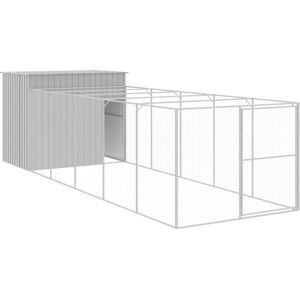 vidaXL Dog House with Run - Galvanised Steel - Large vidaXL Dog House with Run - Galvanised Steel - Large