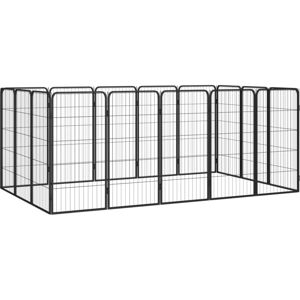 vidaXL Dog Playpen 4 Panels Black - Dog Kennel - Sturdy Steel Playpen for Dogs vidaXL Dog Playpen 4 Panels Black - Dog Kennel - Sturdy Steel Playpen for Dogs