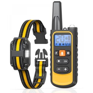 Cyslmuk - Dog Training Collar, 2300 Meters Range, 4 Light/Sound/Vibration/Electric Shock Modes with Safety Lock, Water Resistant and Rechargeable Cyslmuk - Dog Training Collar, 2300 Meters Range, 4 Light/Sound/Vibration/Electric Shock Modes with Safety Lock, Water Resistant and Rechargeable