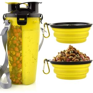 Longziming - Dog Water Bottle with 2 Collapsible Bowls Portable 2 in 1 Water Bottle and Food for Dogs Cat Pets, Travel Bottle for Walking, Longziming - Dog Water Bottle with 2 Collapsible Bowls Portable 2 in 1 Water Bottle and Food for Dogs Cat Pets, Travel Bottle for Walking,