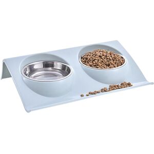 Groofoo - Double Dog Bowls Stainless Steel Double Dish Feeder Cat Food Water Bowls Non Skid Base Pet Feeder Bowls,blue Groofoo - Double Dog Bowls Stainless Steel Double Dish Feeder Cat Food Water Bowls Non Skid Base Pet Feeder Bowls,blue