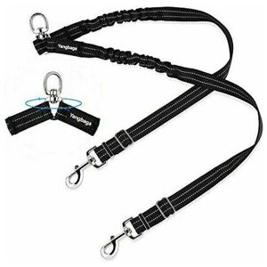Dewdat - Double leash, adjustable and 360° rotatable, leash for 2 dogs, reflective elastic leash, for small, medium and large dogs Dewdat - Double leash, adjustable and 360° rotatable, leash for 2 dogs, reflective elastic leash, for small, medium and large dogs