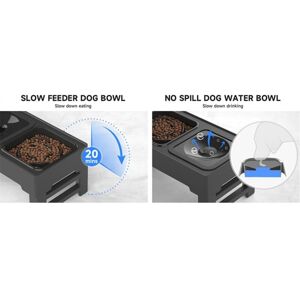 Tlily - Elevated Dog Bowls Adjustable Raised Dog Bowl+Slow Feeder Dog Bowl and Dog Water Bowl Non-Spill for Dog and Pets-B Tlily - Elevated Dog Bowls Adjustable Raised Dog Bowl+Slow Feeder Dog Bowl and Dog Water Bowl Non-Spill for Dog and Pets-B