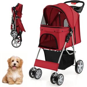 COSTWAY Folding Pet Stroller Portable Pet Travel Pushchair 4 Wheels with Storage Basket COSTWAY Folding Pet Stroller Portable Pet Travel Pushchair 4 Wheels with Storage Basket