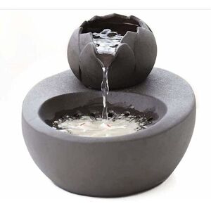 Groofoo - Fontaine d'eau - En céramique - Avec lotus vertical et filtre automatique - Idéale pour chat et animal de compagnie - Noir Groofoo - Fontaine d'eau - En céramique - Avec lotus vertical et filtre automatique - Idéale pour chat et animal de compagnie - Noir