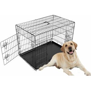 FoxHunter 36" Folding Pet Dog Puppy Metal Training Cage Crate Carrier Large Black 2 Doors FoxHunter 36" Folding Pet Dog Puppy Metal Training Cage Crate Carrier Large Black 2 Doors
