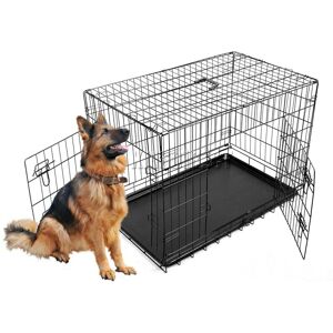 Foxhunter - 48' Folding Pet Dog Puppy Metal Training Cage Crate Carrier XXLarge Black 2 Doors Foxhunter - 48' Folding Pet Dog Puppy Metal Training Cage Crate Carrier XXLarge Black 2 Doors