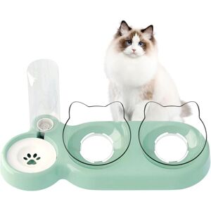 Groofoo - Gamelle Chat Surélevée 3 Bols, Inclinable à 15° Double Gamelle, Distributeur Eau Disponible pour Chats et Chiots (Vert) Groofoo - Gamelle Chat Surélevée 3 Bols, Inclinable à 15° Double Gamelle, Distributeur Eau Disponible pour Chats et Chiots (Vert)
