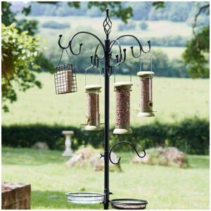 GARDEN MILE Garden Bird Feeding Station with Hanging Feeders of Peanuts, Fat Balls Suet and Seed Mesh Food Tray And Birds Water Bath GARDEN MILE Garden Bird Feeding Station with Hanging Feeders of Peanuts, Fat Balls Suet and Seed Mesh Food Tray And Birds Water Bath
